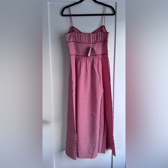 Doen NWT Belline Cotton Bow Midi Maxi Dress Rouge La Maddalena Gingham Red Sz M - Picture 8 of 13